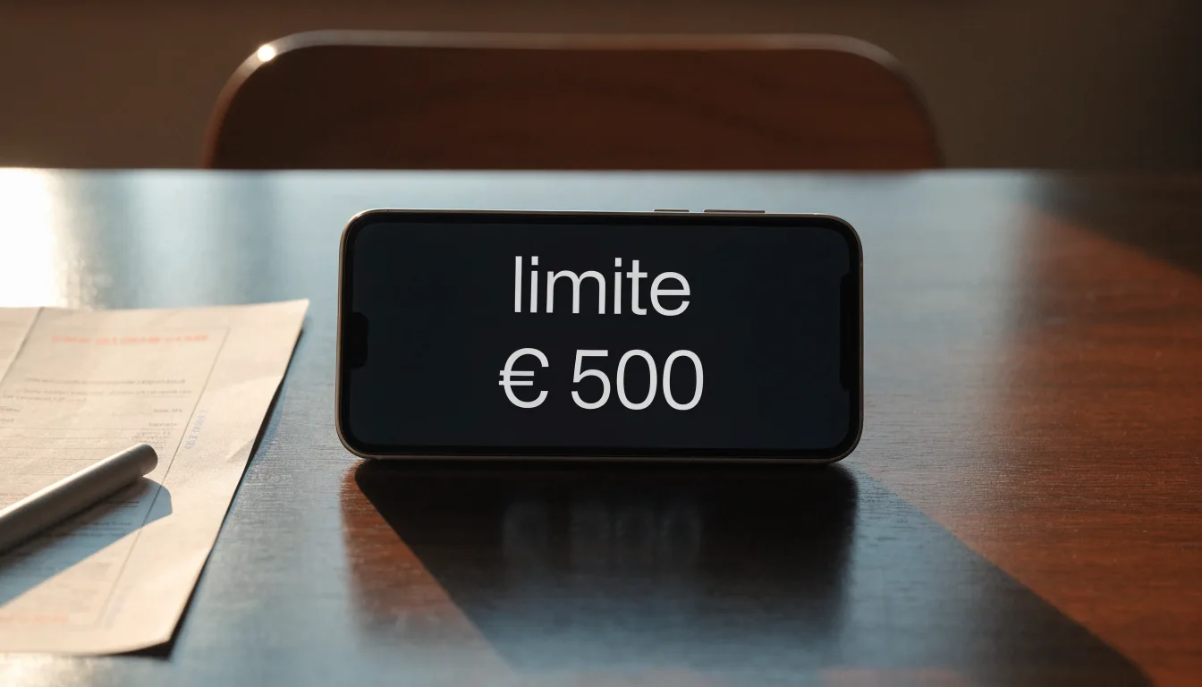 Un foglio di concessione in carta con un timbro rosso, appoggiato su una scrivania di legno accanto a una penna