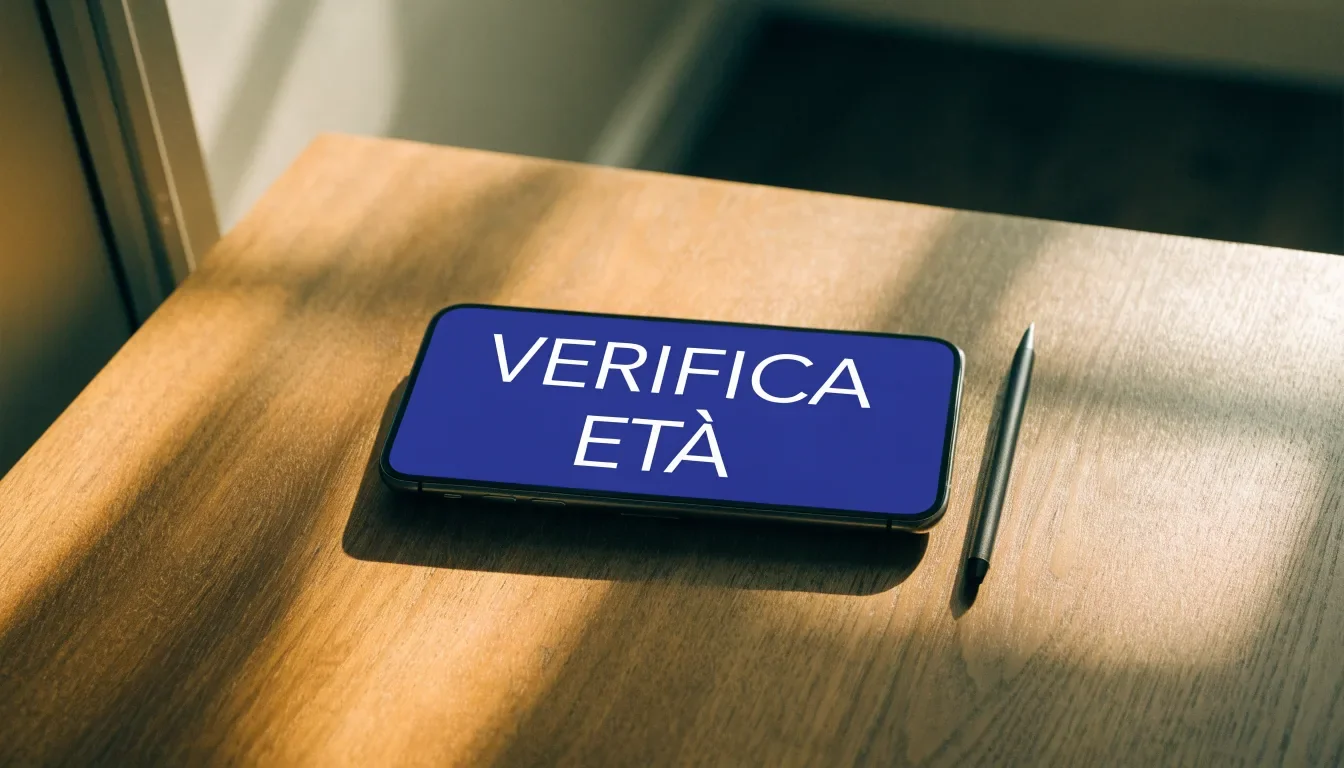 Un foglio di concessione in carta con un timbro rosso, appoggiato su una scrivania di legno accanto a una penna