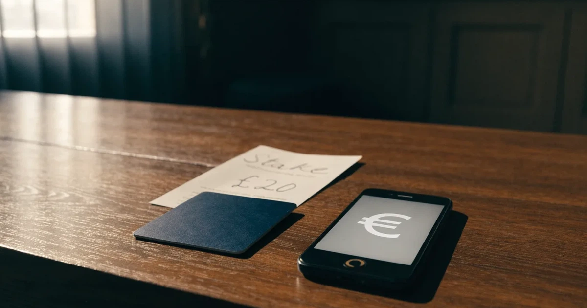 Uno smartphone e una carta di pagamento affiancati su un tavolo di legno, con alcune banconote da euro accanto