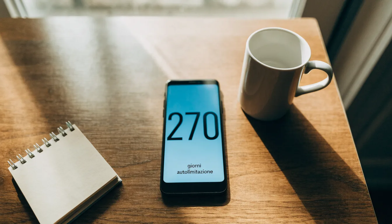 Un documento di identità appoggiato accanto a uno smartphone con un timer sullo schermo, su un tavolo da cucina
