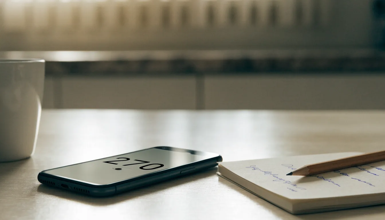 Un documento di identità appoggiato accanto a uno smartphone con un timer sullo schermo, su un tavolo da cucina