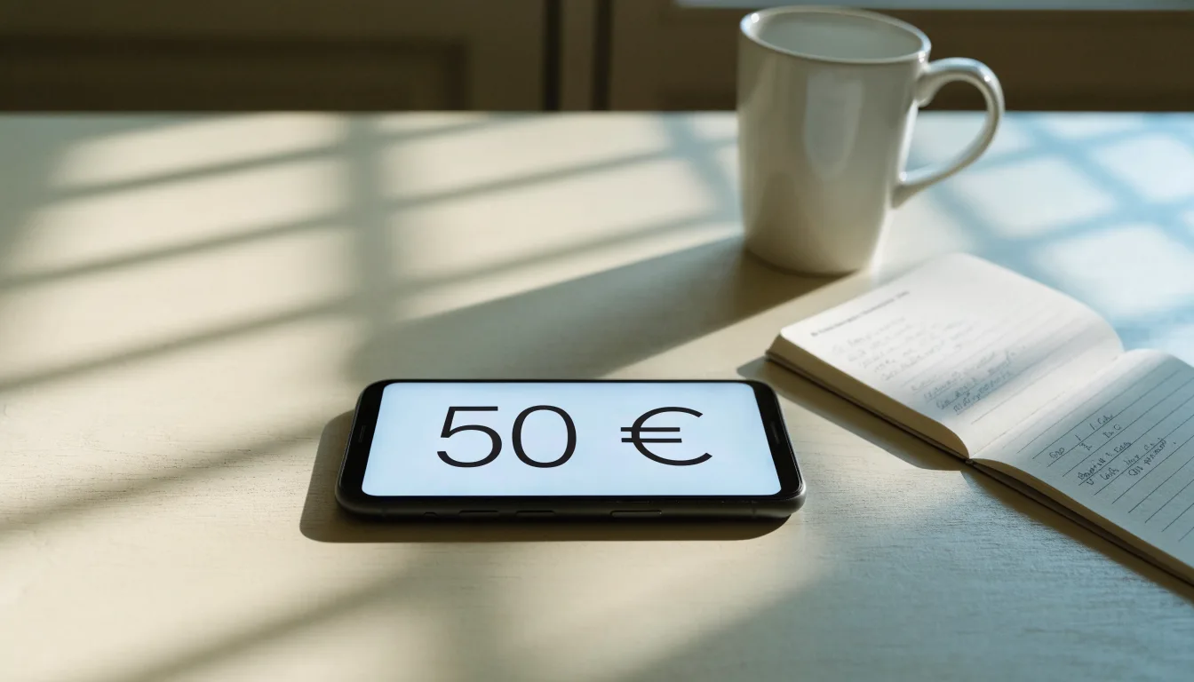 Un documento di identità appoggiato accanto a uno smartphone con un timer sullo schermo, su un tavolo da cucina